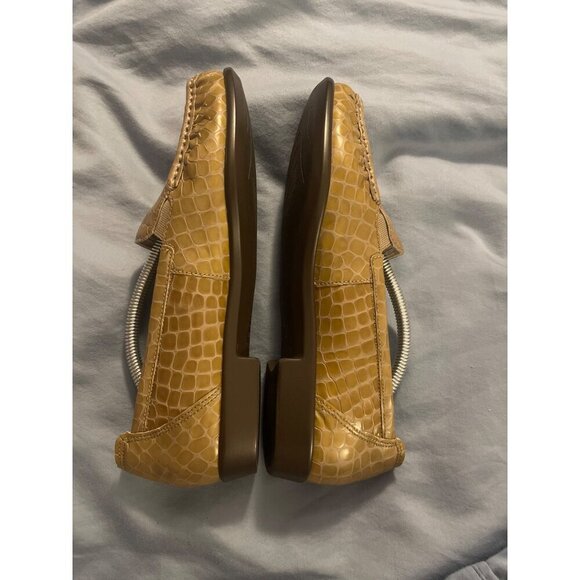 SAS Beige Croc-Embossed Leather Loafers Size 8N Comfort Foot Bed USA - Picture 8 of 16